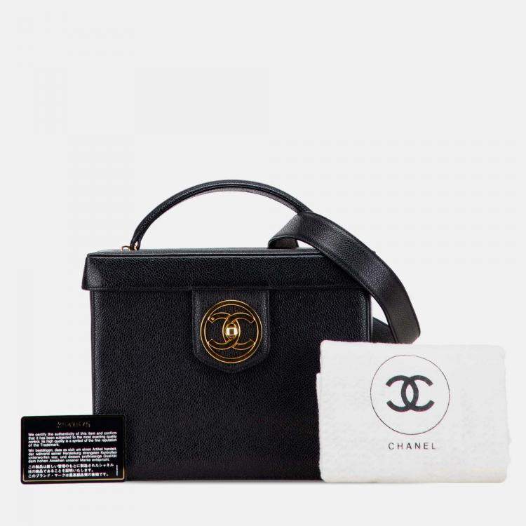 Pre Owned Chanel Black Caviar CC Turnlock Vanity Bag