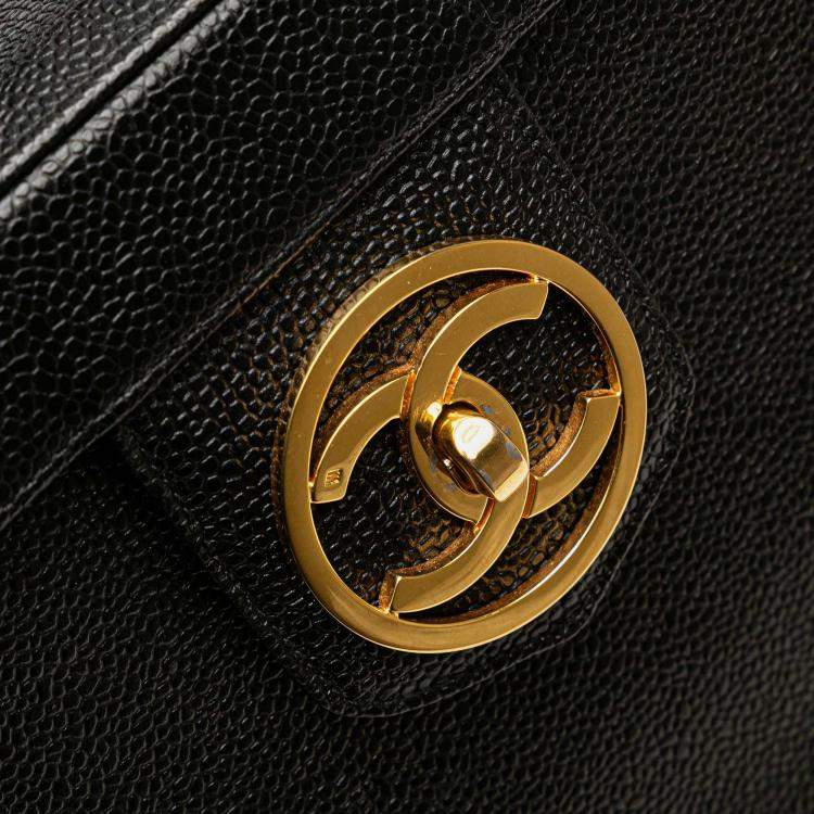Pre Owned Chanel Black Caviar CC Turnlock Vanity Bag