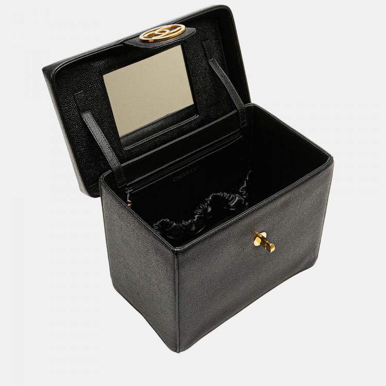 Pre Owned Chanel Black Caviar CC Turnlock Vanity Bag