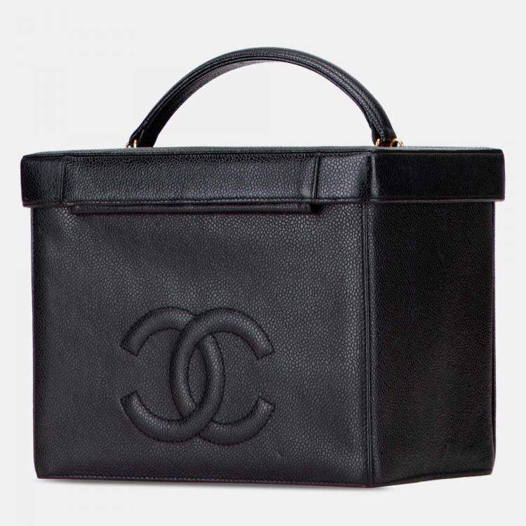 Pre Owned Chanel Black Caviar CC Turnlock Vanity Bag