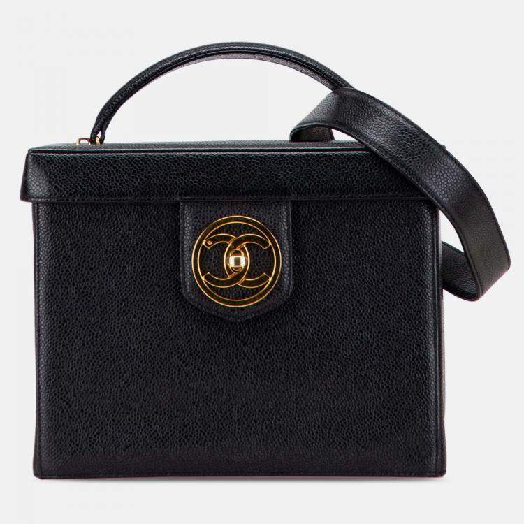 Pre Owned Chanel Black Caviar CC Turnlock Vanity Bag