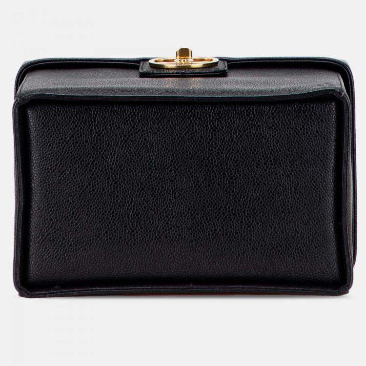 Pre Owned Chanel Black Caviar CC Turnlock Vanity Bag