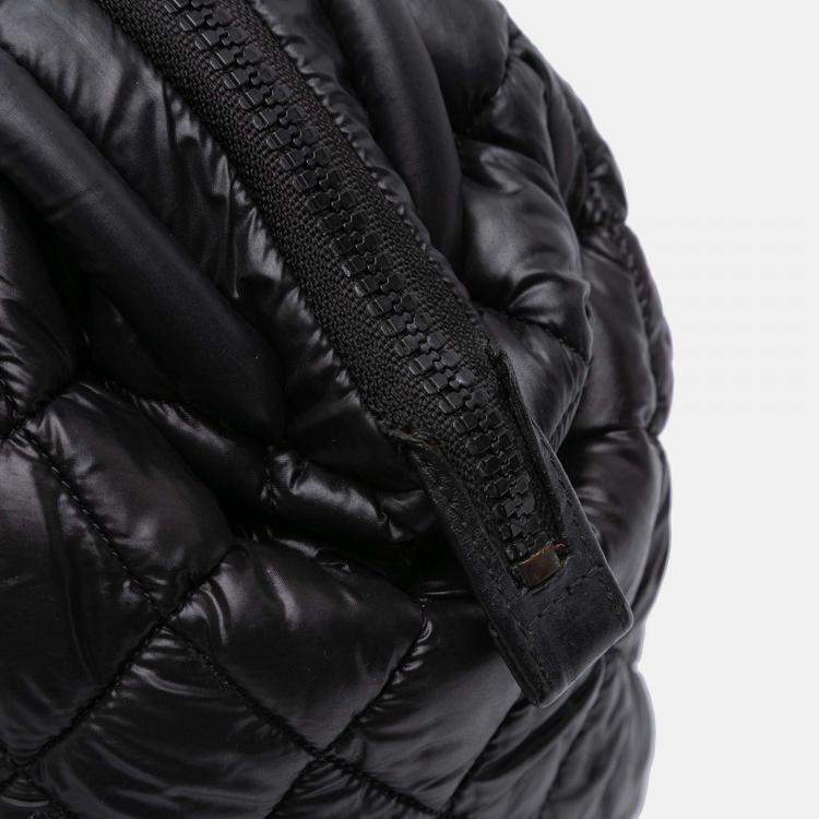 Pre Owned Chanel Black Quilted Nylon Coco Cocoon Bowler Bag