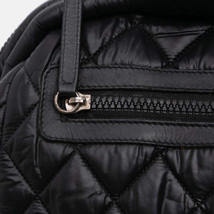 Pre Owned Chanel Black Quilted Nylon Coco Cocoon Bowler Bag