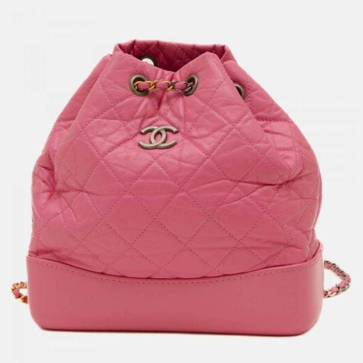 Pre Owned Chanel Gabrielle Pink Leather Chain Backpack