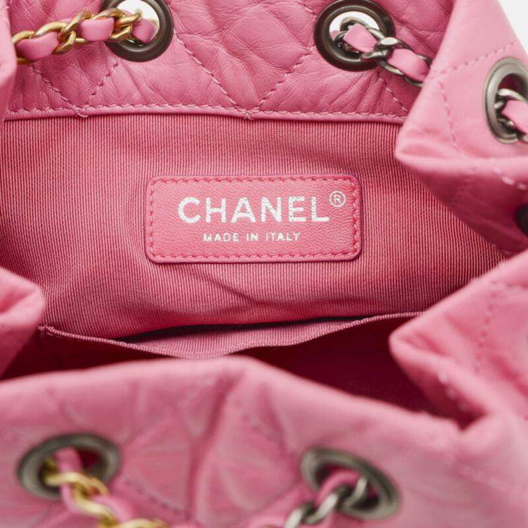 Pre Owned Chanel Gabrielle Pink Leather Chain Backpack