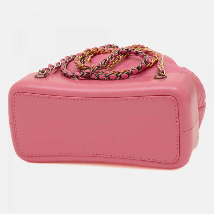 Pre Owned Chanel Gabrielle Pink Leather Chain Backpack