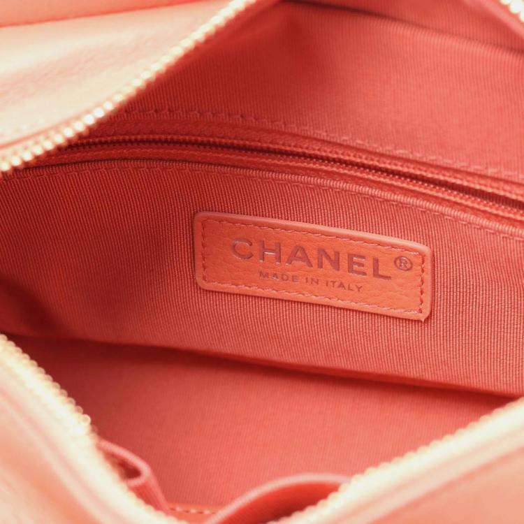 Pre Owned Chanel Gabrielle Small Orange Leather Hobo Shoulder Bag