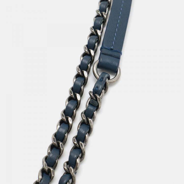 Pre Owned Chanel Cococuba Sequin Blue Leather Shoulder Bag