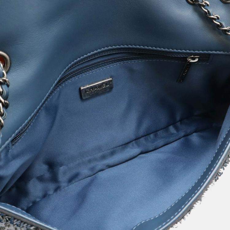 Pre Owned Chanel Cococuba Sequin Blue Leather Shoulder Bag