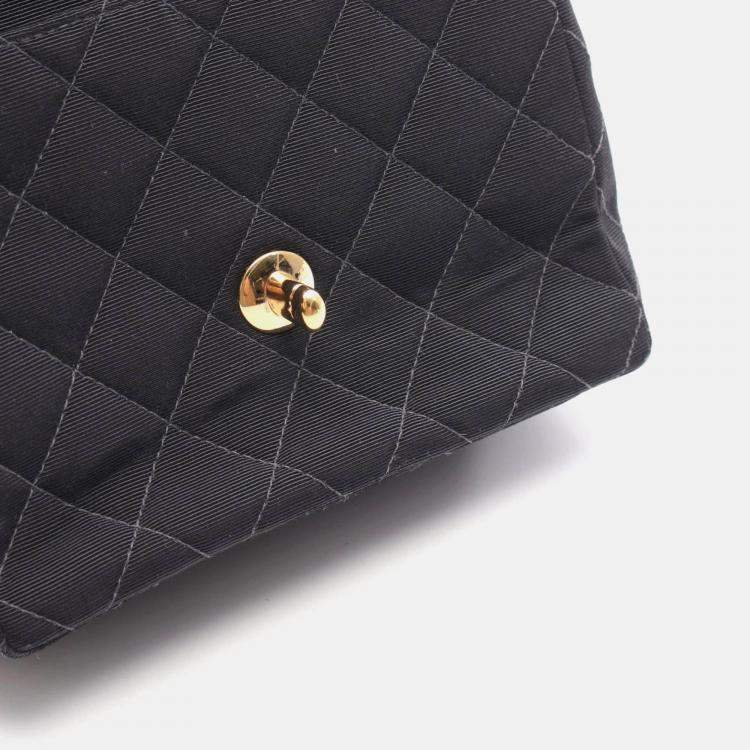 Pre Owned Chanel Matelasse Single Flap Black Canvas Shoulder Bag
