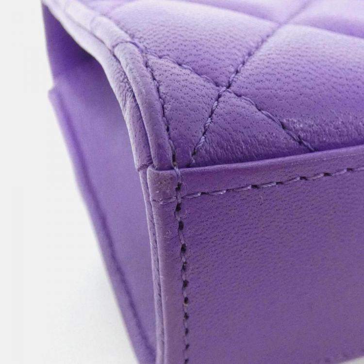Pre Owned Chanel CC Purple Leather Top Handle Shoulder Bag