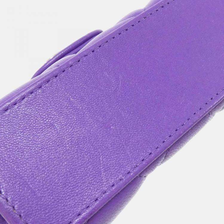 Pre Owned Chanel CC Purple Leather Top Handle Shoulder Bag