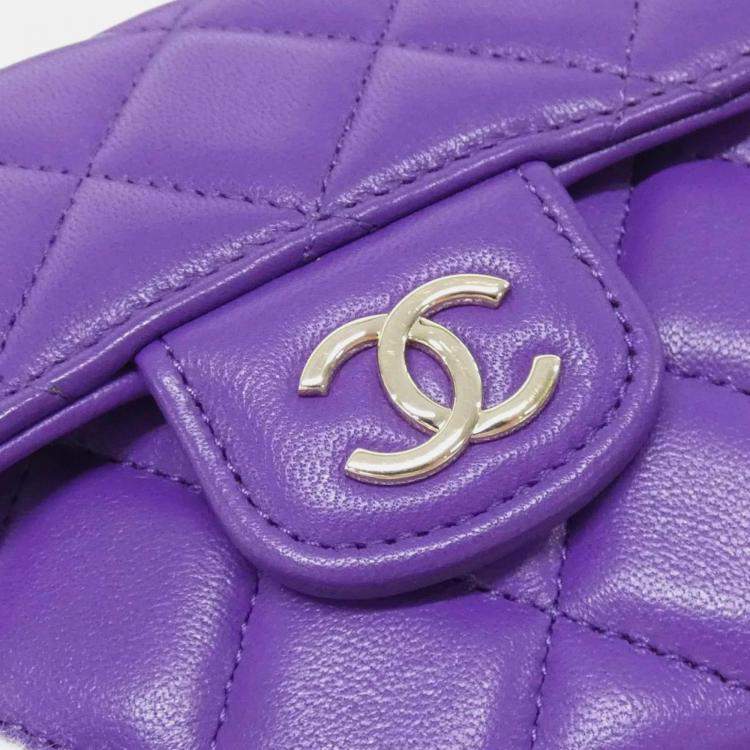 Pre Owned Chanel CC Purple Leather Top Handle Shoulder Bag
