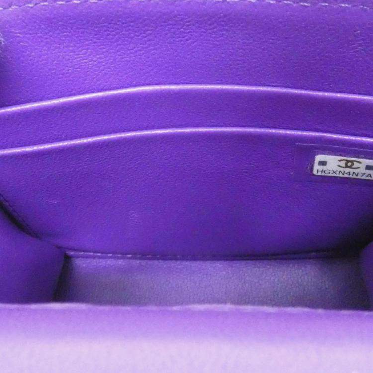 Pre Owned Chanel CC Purple Leather Top Handle Shoulder Bag