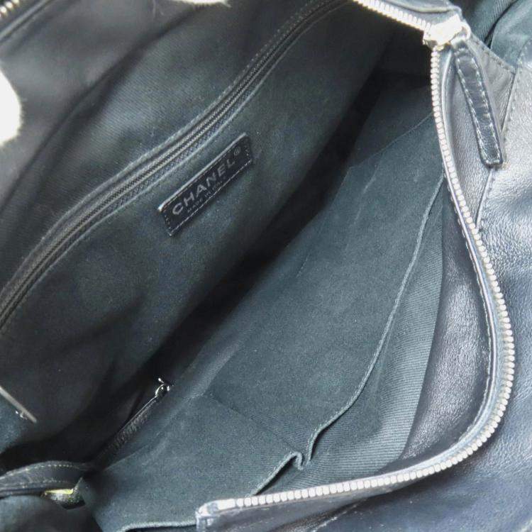 Pre Owned Chanel CC Coco Mark Black Lambskin Tote Bag