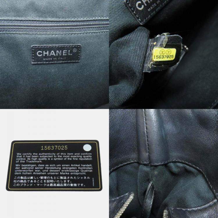 Pre Owned Chanel CC Coco Mark Black Lambskin Tote Bag