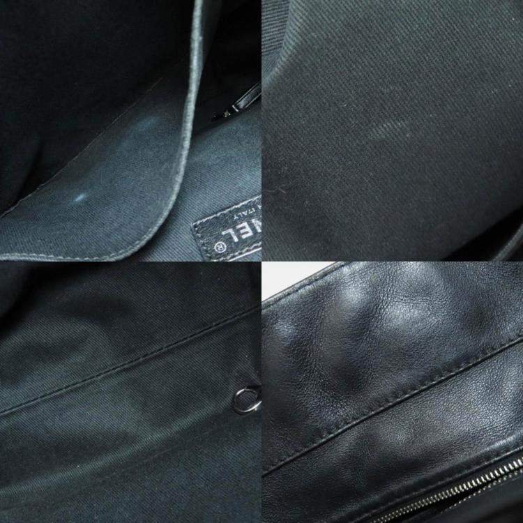 Pre Owned Chanel CC Coco Mark Black Lambskin Tote Bag