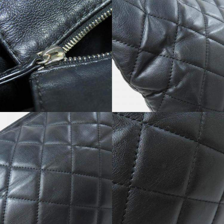 Pre Owned Chanel CC Coco Mark Black Lambskin Tote Bag
