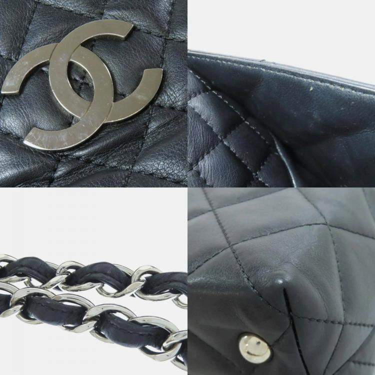 Pre Owned Chanel CC Coco Mark Black Lambskin Tote Bag
