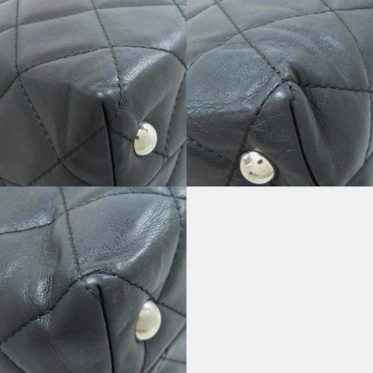 Pre Owned Chanel CC Coco Mark Black Lambskin Tote Bag