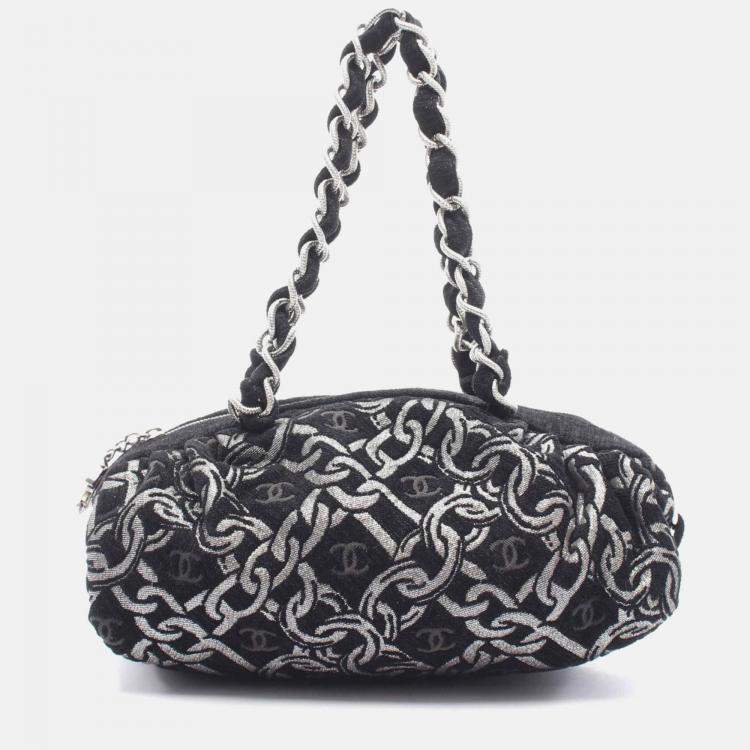 Pre Owned Chanel Coco Mark Black Fabric Handbag