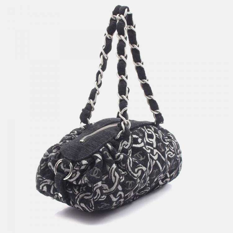 Pre Owned Chanel Coco Mark Black Fabric Handbag