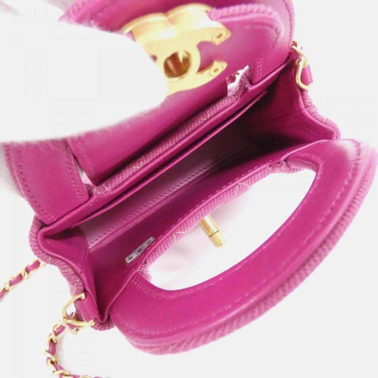 Pre Owned Chanel CC Pink Denim Chain Shoulder Bag
