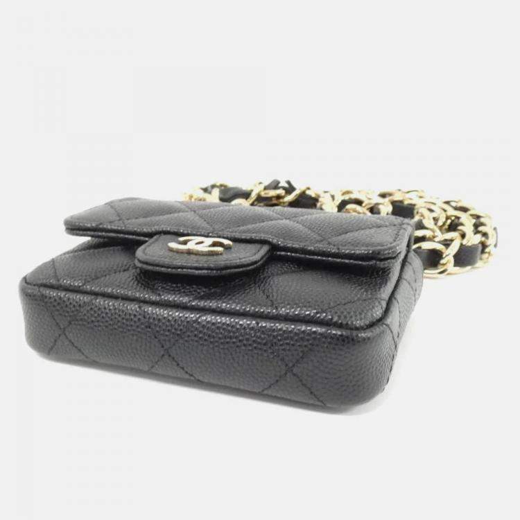 Pre Owned Chanel Timeless Classic Black Leather Waist Bag