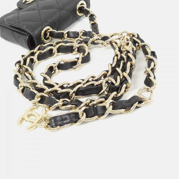 Pre Owned Chanel Timeless Classic Black Leather Waist Bag