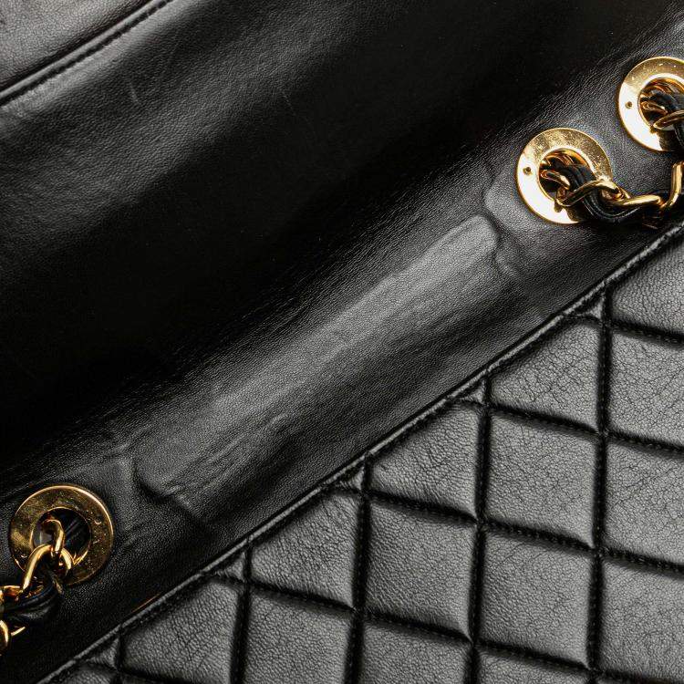 Pre Owned Chanel Black Jumbo XL Classic Lambskin Single Flap