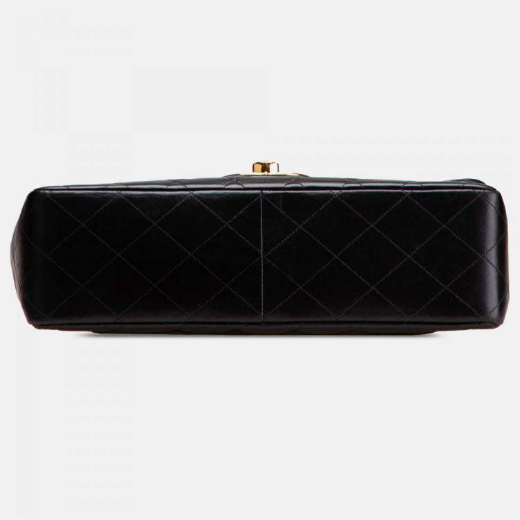 Pre Owned Chanel Black Jumbo XL Classic Lambskin Single Flap