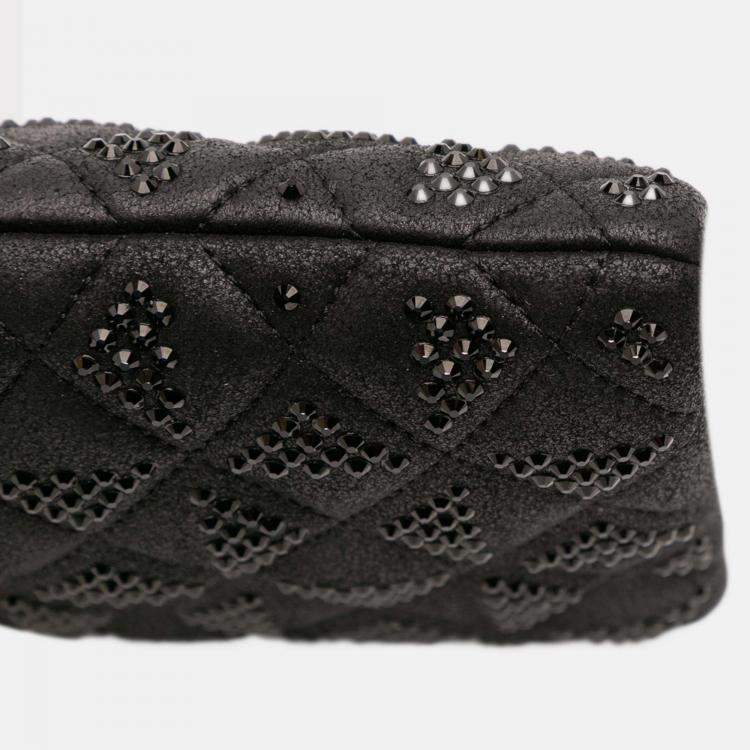 Pre Owned Chanel Black CC Quilted Iridescent Lambskin Crystal Long Clutch
