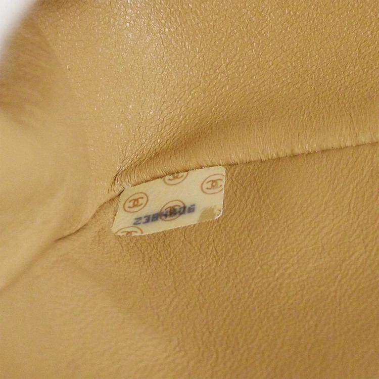 Pre Owned Chanel Beige Lambskin Mademoiselle Single Flap Shoulder Bag