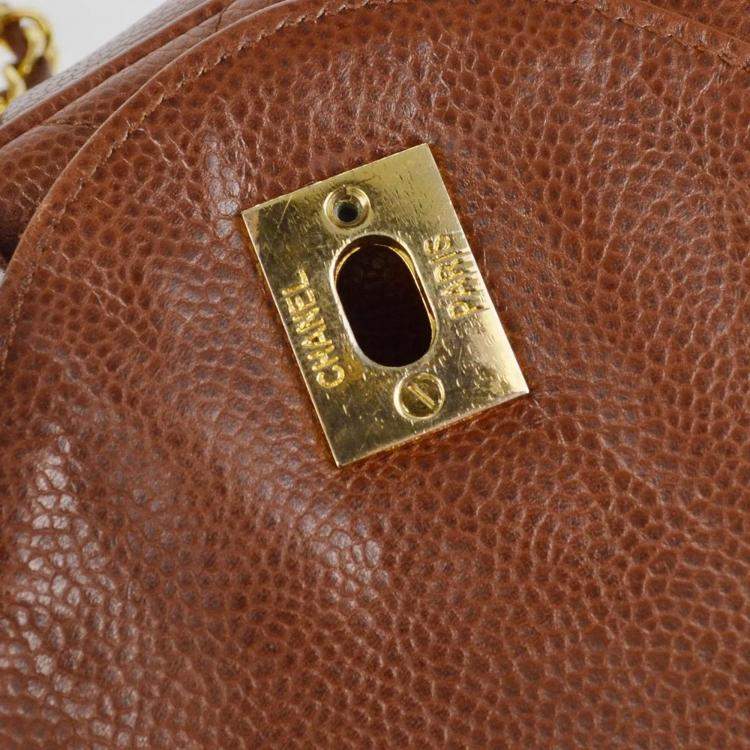 Pre Owned Chanel CC Brown Leather Backpack 