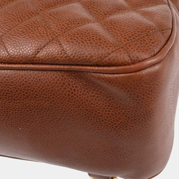 Pre Owned Chanel CC Brown Leather Backpack 