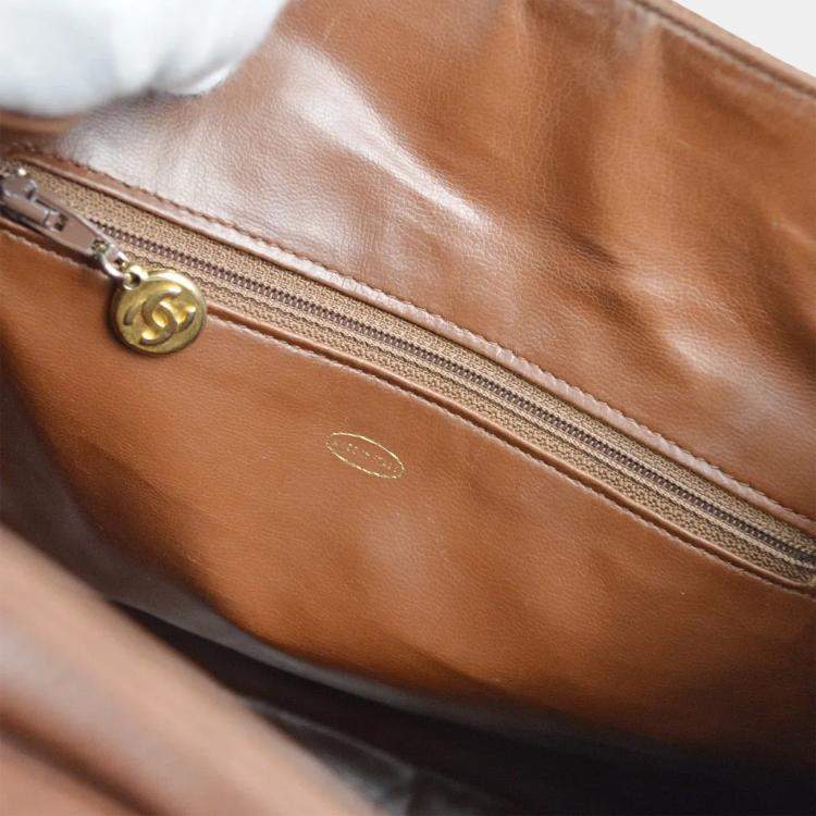 Pre Owned Chanel CC Brown Leather Backpack 