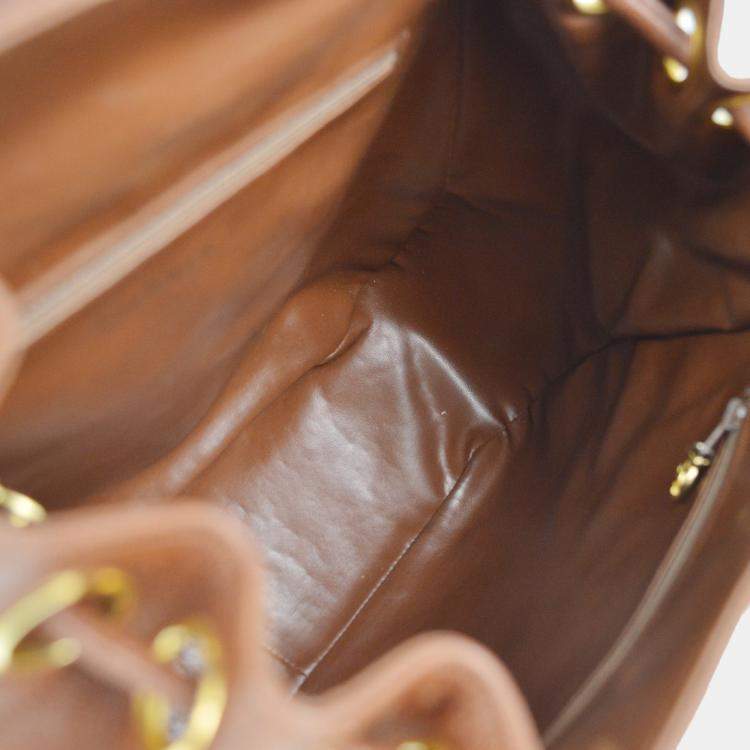 Pre Owned Chanel CC Brown Leather Backpack 