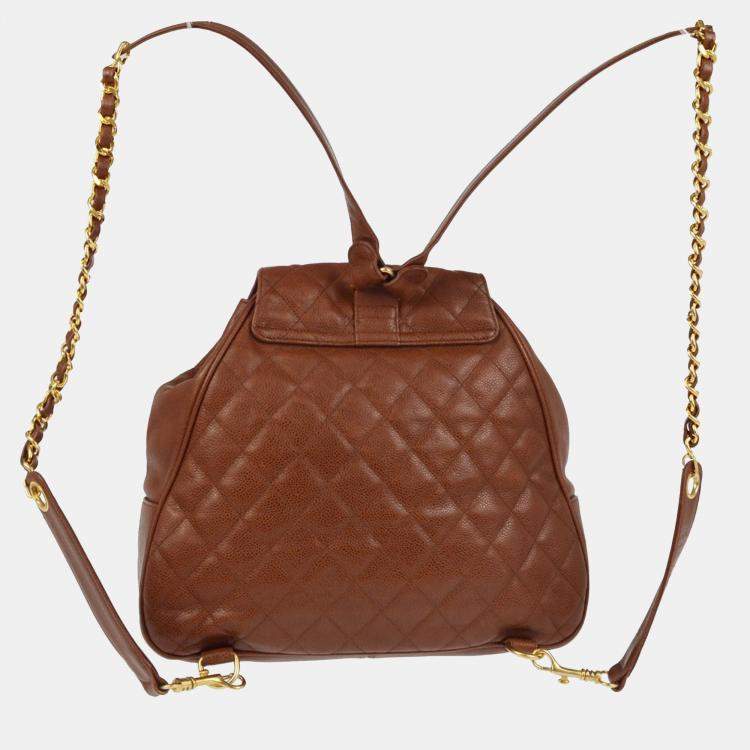 Pre Owned Chanel CC Brown Leather Backpack 