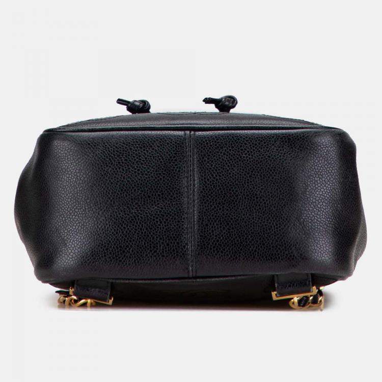 Pre Owned Chanel Black Caviar Triple CC Backpack