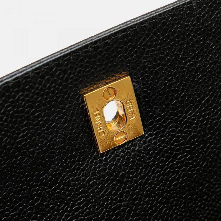 Pre Owned Chanel Black Caviar Triple CC Backpack