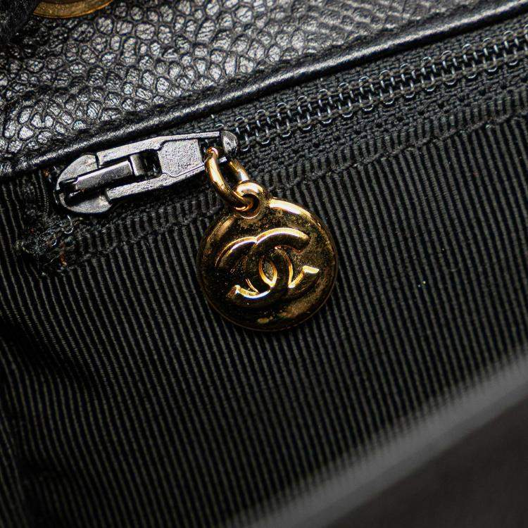 Pre Owned Chanel Black Caviar Triple CC Backpack