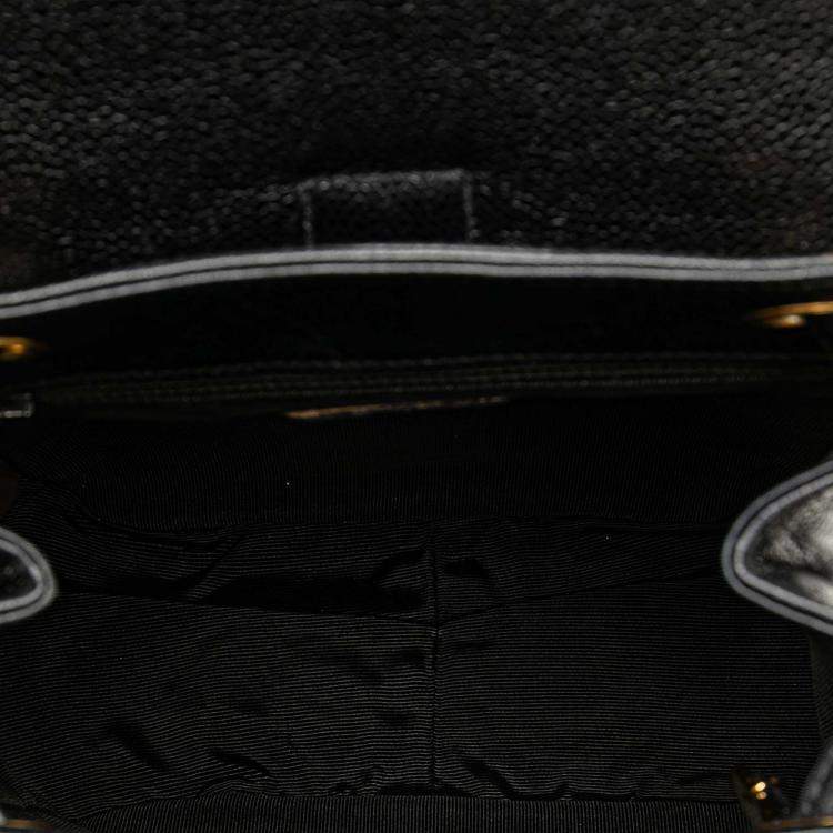 Pre Owned Chanel Black Caviar Triple CC Backpack