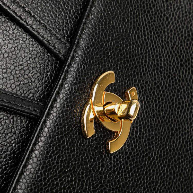 Pre Owned Chanel Black Caviar Triple CC Backpack