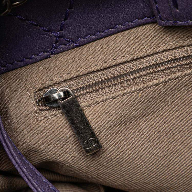 Pre Owned Chanel Purple Small CC Quilted Calfskin Pocket Tote