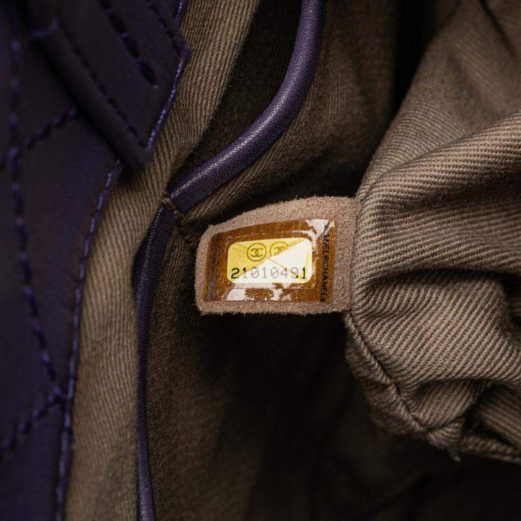 Pre Owned Chanel Purple Small CC Quilted Calfskin Pocket Tote