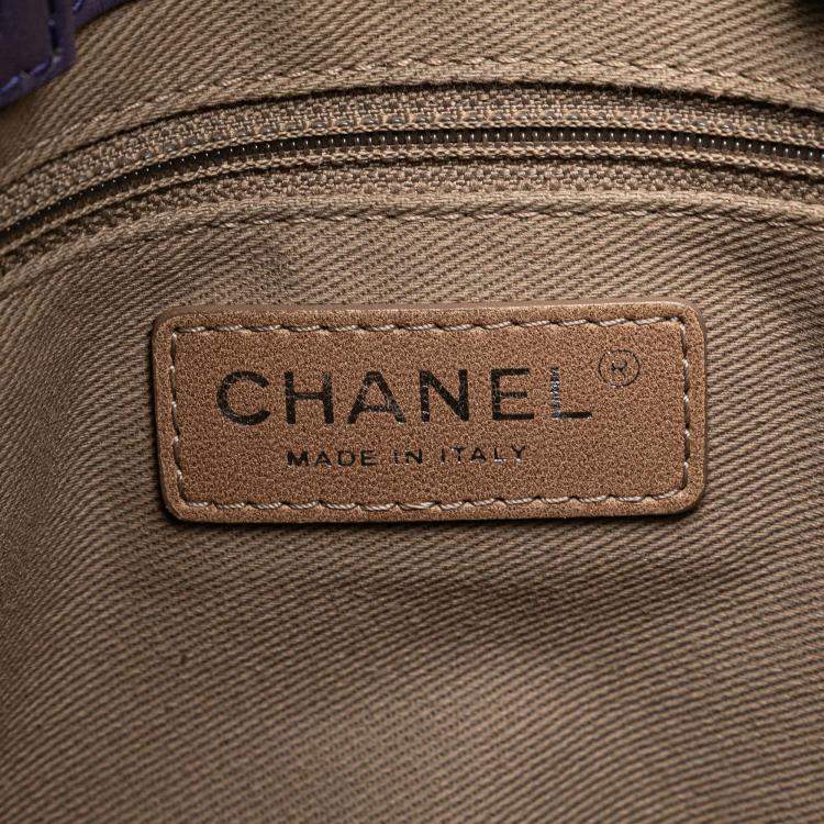 Pre Owned Chanel Purple Small CC Quilted Calfskin Pocket Tote