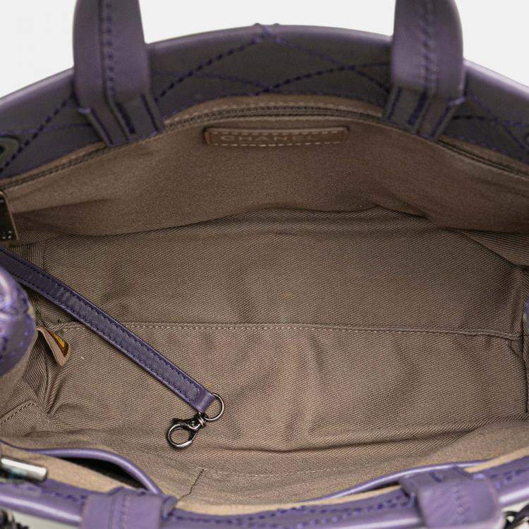 Pre Owned Chanel Purple Small CC Quilted Calfskin Pocket Tote