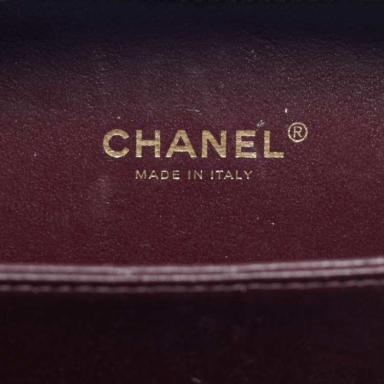 Pre Owned Chanel Burgundy Quilted Caviar Leather Small CC Filigree Vanity Case Bag