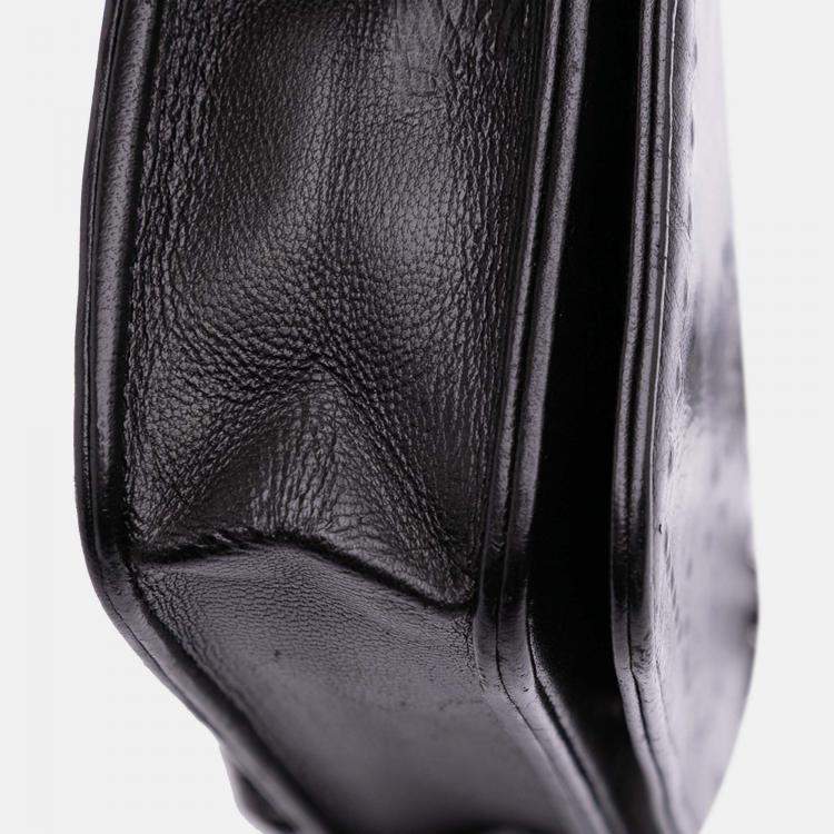 Pre Owned Chanel Black CC Embossed Lambskin Wallet on Chain